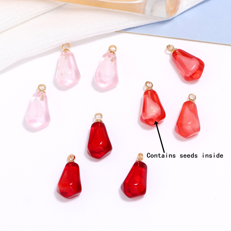 Resin Craft Projects - จี้เรซิ่นรูปเมล็ดทับทิม 10 ชิ้น สำหรับทำต่างหู สร้อยคอ สร้อยข้อมือ
