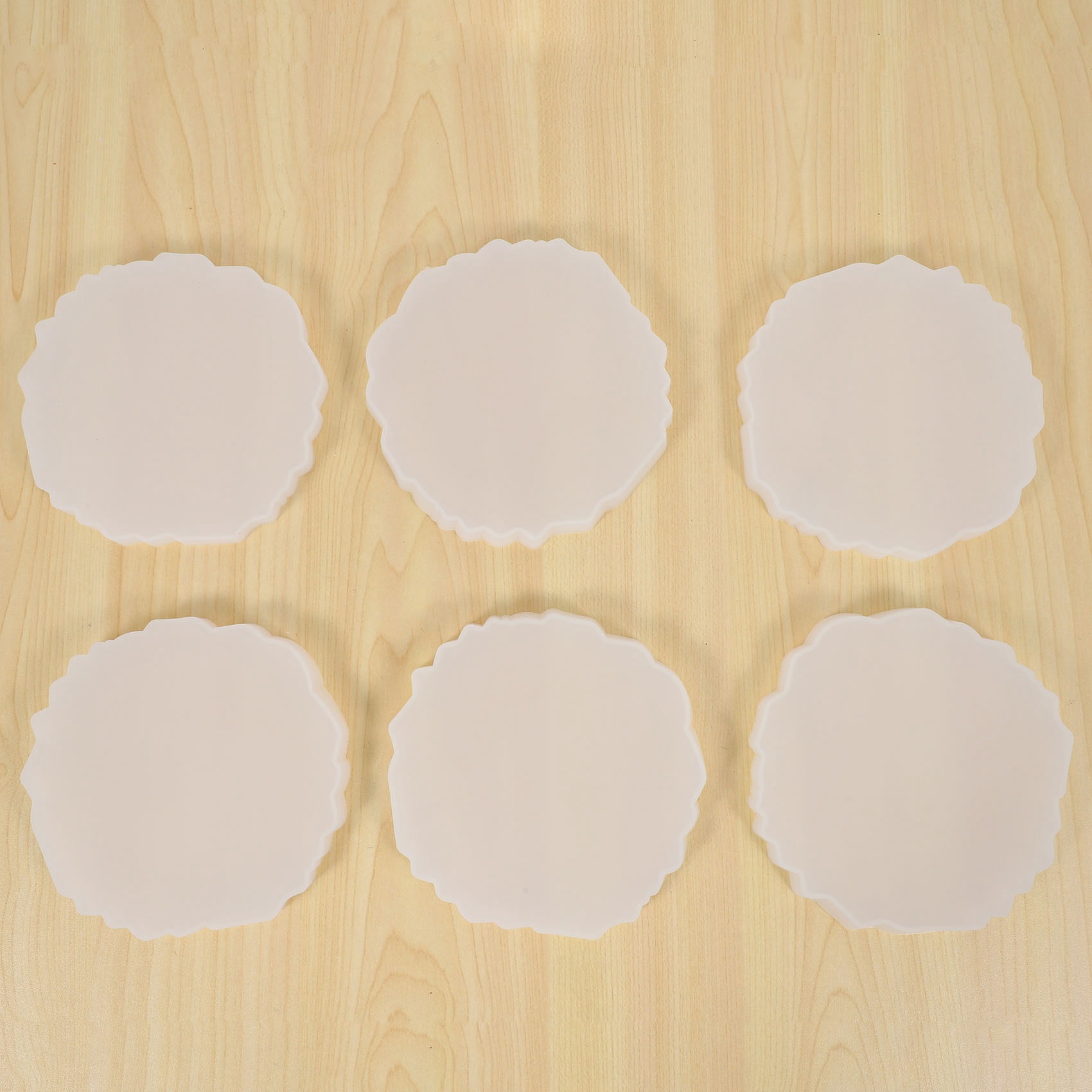 Geode Mold Silicone - แม่พิมพ์ซิลิโคนขนาดใหญ่ A58Z 6 ชิ้น สำหรับทำที่รองแก้วเรซิน รูปทรงคลื่นไม่สม่ำเสมอ