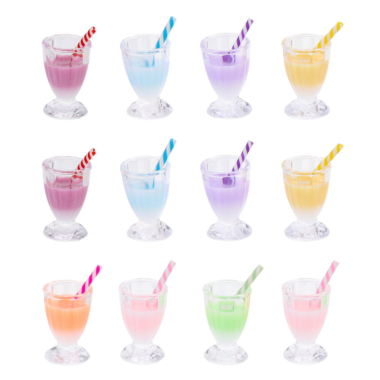 Resin Crafts - 12 ชิ้น จี้ขวดชาไข่มุก จี้เครื่องดื่มเรซิน สำหรับทำเครื่องประดับ DIY