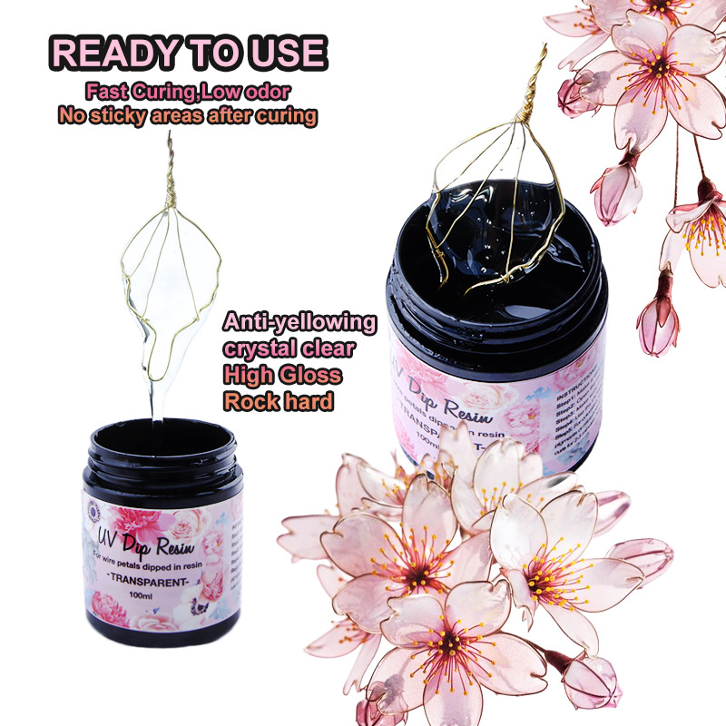 Epoxy Uv Resin Kit - กาวยูวีแบบจุ่มทำจากเรซินยูวีทำจากดอกไม้สำหรับโลหะลวดจุ่มลงในคริสตัลเรซินเครื่องประดับศีรษะยูวีไม่มีกลิ่น