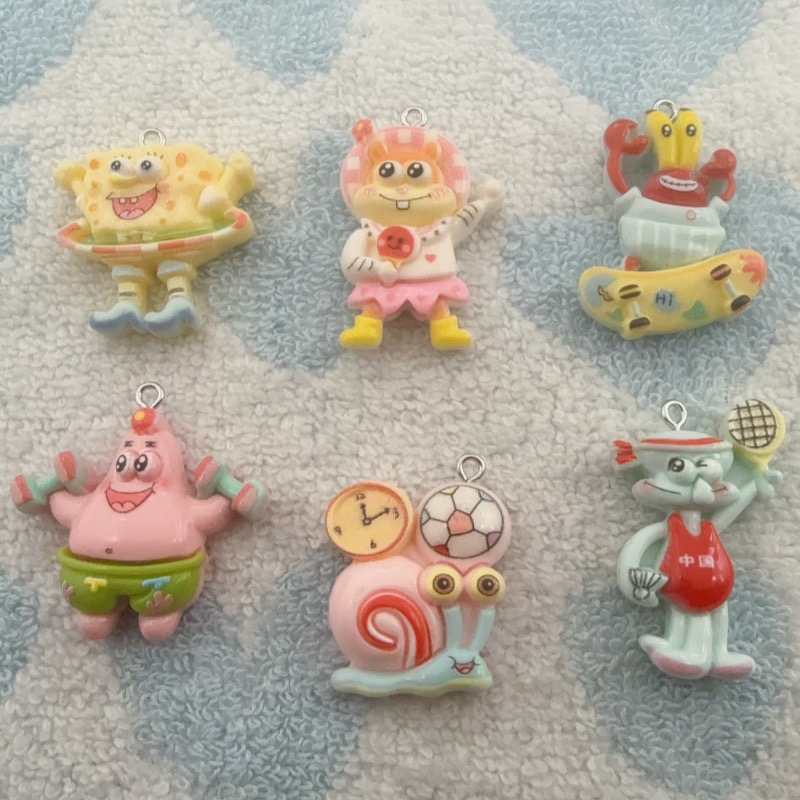 Resin Craft Projects - จี้เรซิ่นลายการ์ตูน 10 ชิ้น, ต่างหูทำเอง DIY, อุปกรณ์เสริมพวงกุญแจ