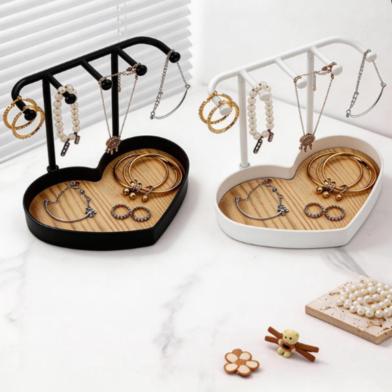 Wood Ring Blank - ชั้นวางจัดเก็บเครื่องประดับพร้อมถาดไม้สำหรับเก็บต่างหู สร้อยข้อมือ สร้อยคอ แหวน และอุปกรณ์จัดเก็บแบบแขวน