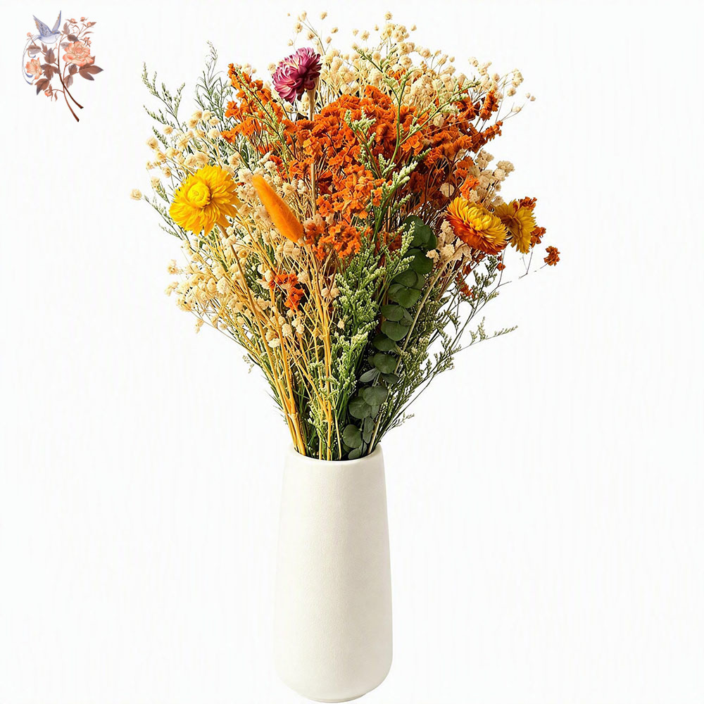 Dried Flower Bulk - ช่อดอกไม้แห้งฤดูใบไม้ร่วง หญ้าปัมปัสสีส้มธรรมชาติ ยูคาลิปตัส สำหรับตกแต่งโต๊ะวันขอบคุณพระเจ้า ของตกแต่งบ้านสไตล์โบโฮ ของขวัญ