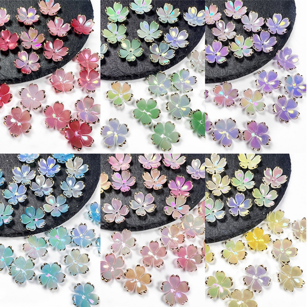 Resin Craft Projects - 50 ชิ้น/ล็อต ลูกปัดอะคริลิคดอกซากุระขนาด 19 มม. ชิ้นส่วนตกแต่งรูปกลีบดอกไม้