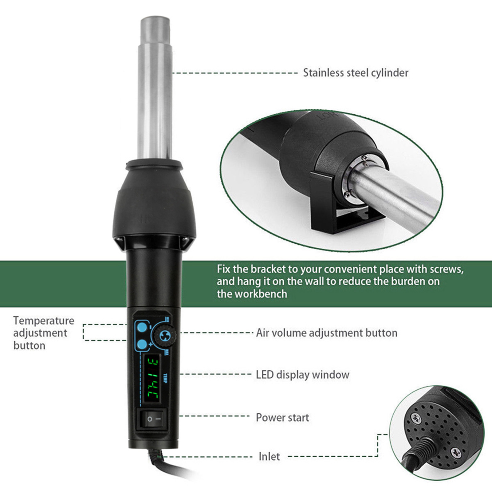 ปืนเป่าลมร้อนไฟฟ้า 8858-I / 65 - Heat Gun Small บทวิจารณ์และราคา