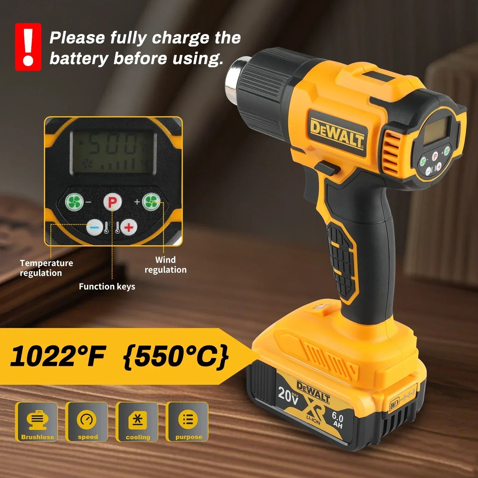 DeWALT DCE530 ปืนลมร้อนไร้สาย  - Heat Gun Small บทวิจารณ์และราคา